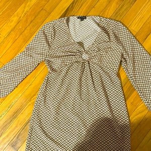 Brown & white cut out dress